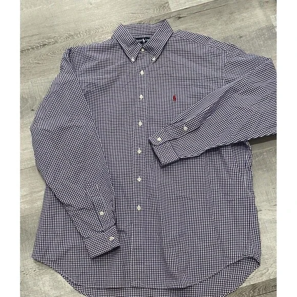 Polo Ralph Lauren Size XL Blake Button Down Shirt Purple Check Red Pony - Picture 2 of 9